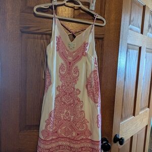 Pink and White Spaghetti Strap Slip Mini Dress